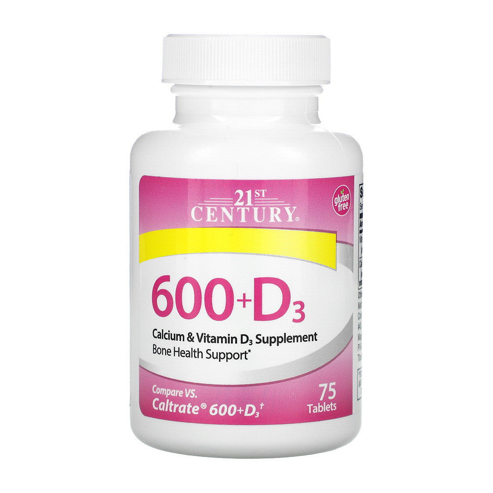 21st Century Calcium and Vitamin D3 Supplement, 600 mg Plus D3, 75 Ea